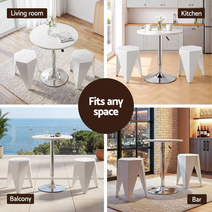 Trentham | Modern Polypropylene Black White Steel Swivel Outdoor Bar Stool Set | White