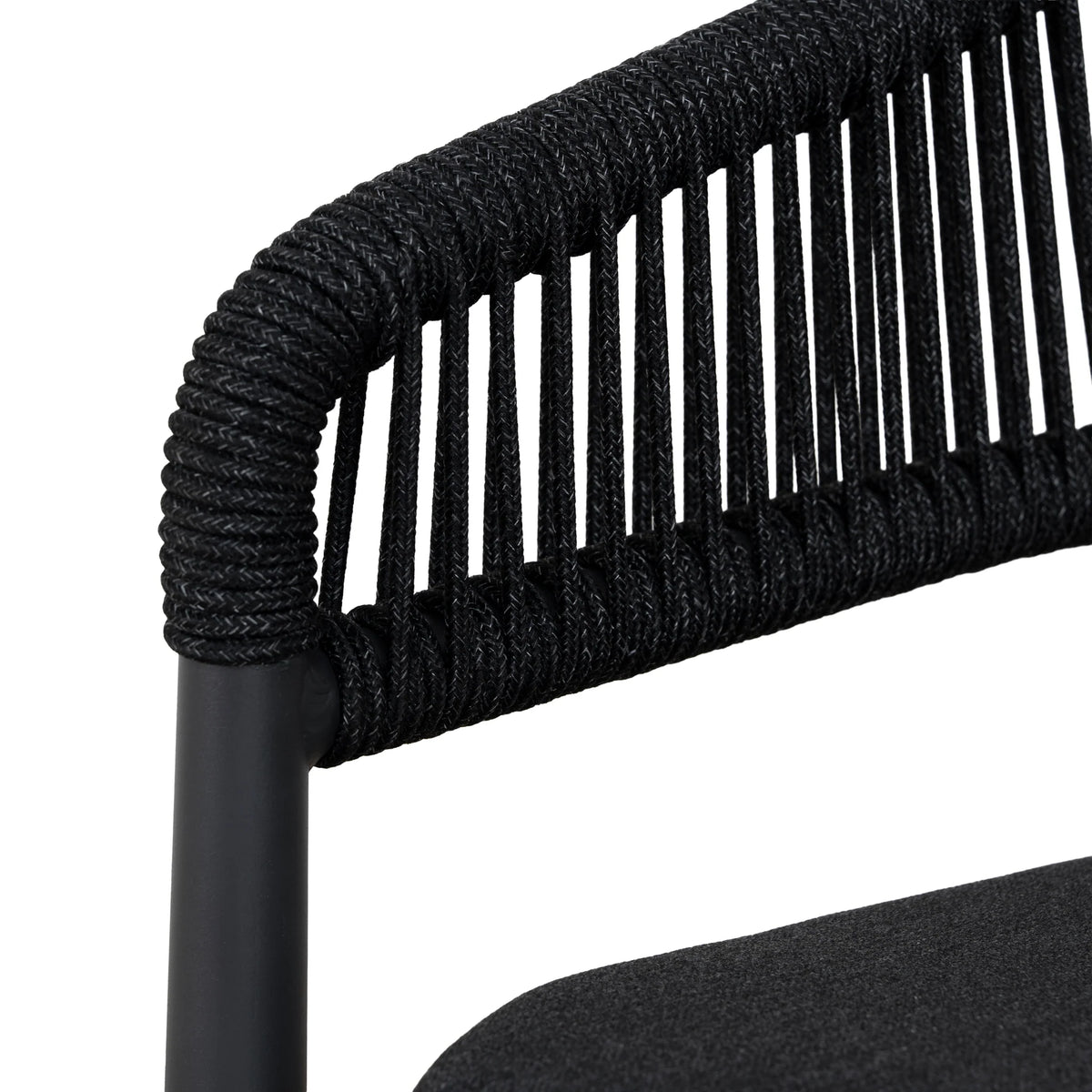 Trevean | Coastal Black Green White Rope Outdoor Dining Chairs With Arms | Set Of 2