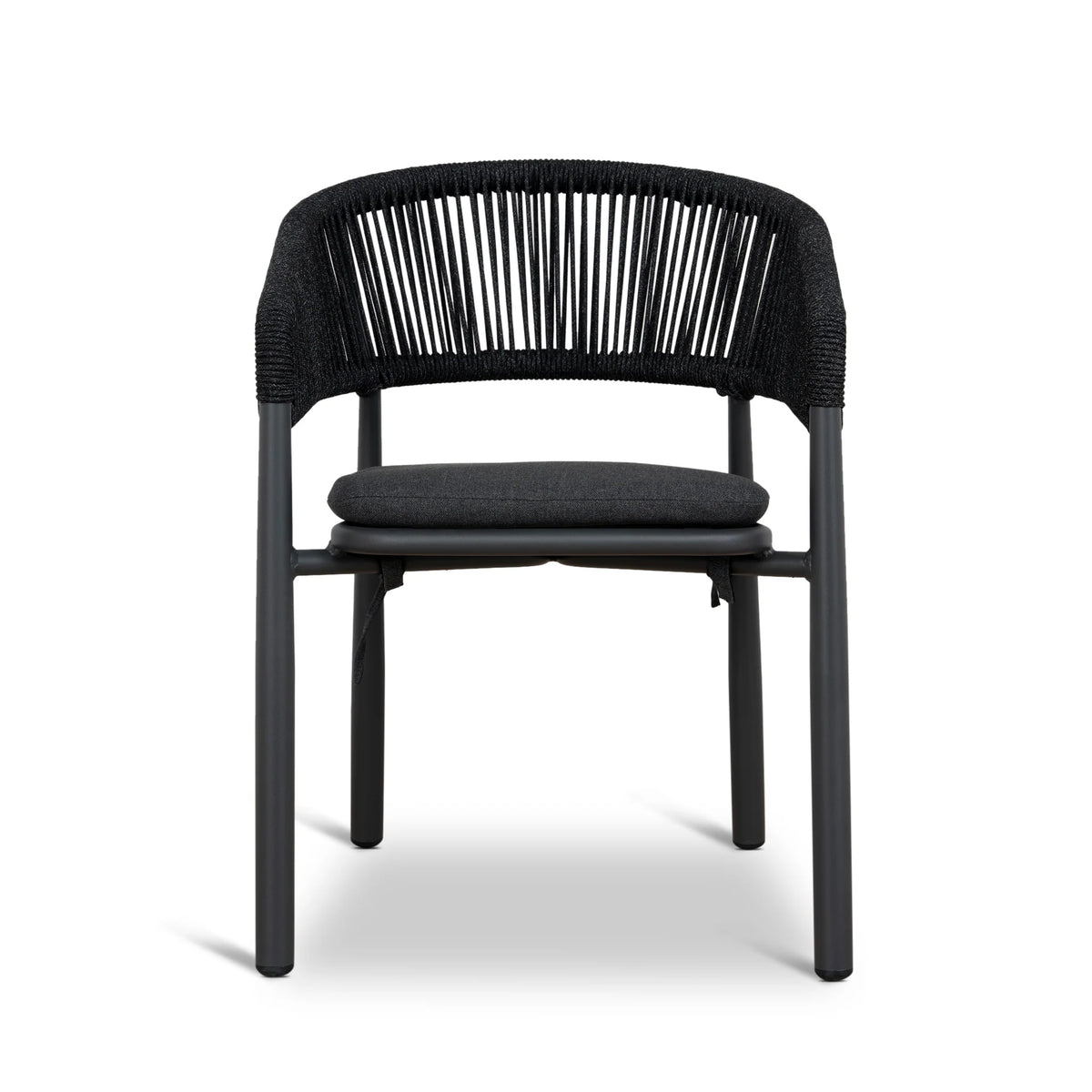 Trevean | Coastal Black Green White Rope Outdoor Dining Chairs With Arms | Set Of 2