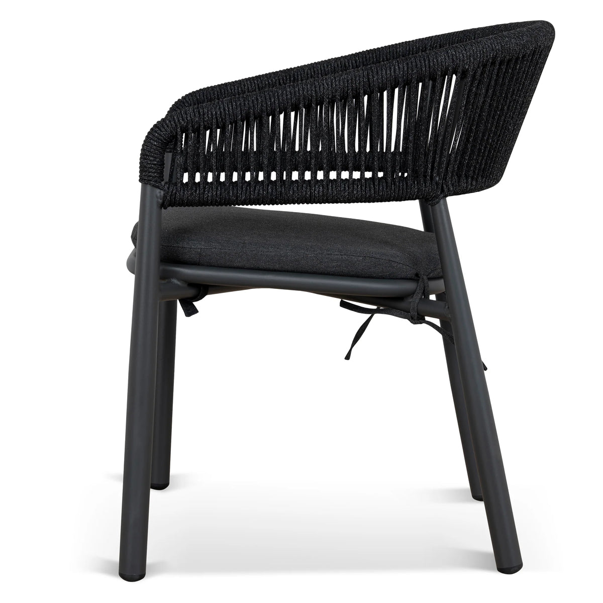Trevean | Coastal Black Green White Rope Outdoor Dining Chairs With Arms | Set Of 2