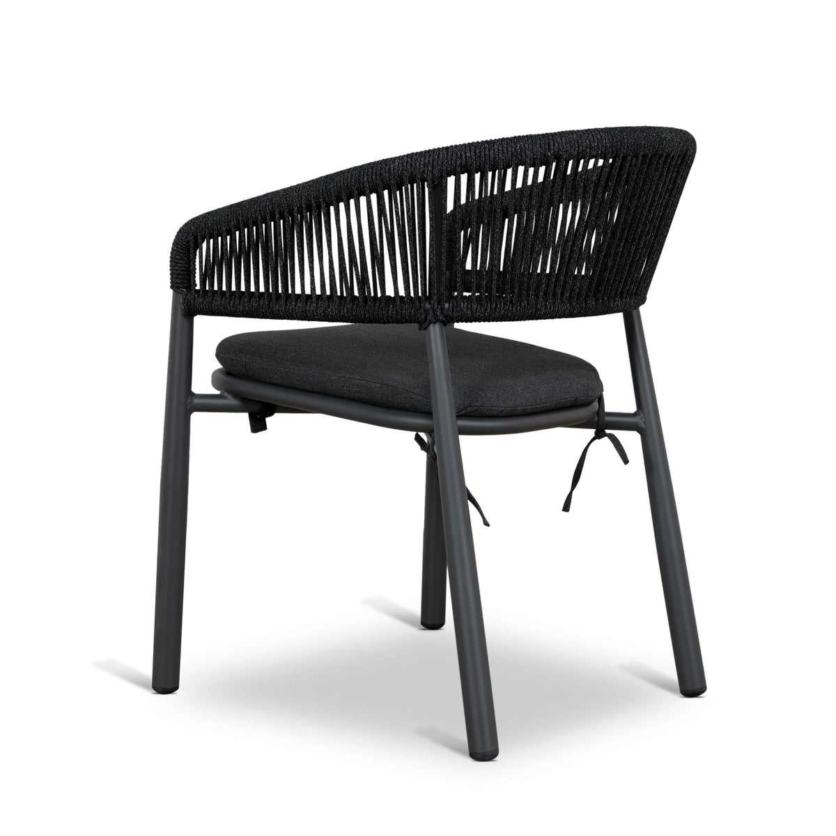 Trevean | Coastal Black Green White Rope Outdoor Dining Chairs With Arms | Set Of 2
