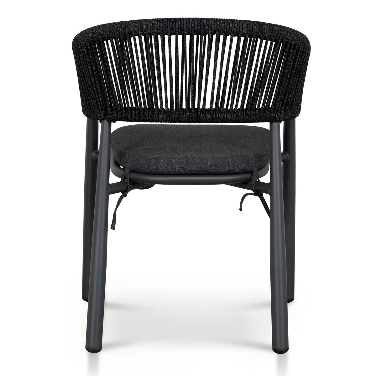 Trevean | Coastal Black Green White Rope Outdoor Dining Chairs With Arms | Set Of 2