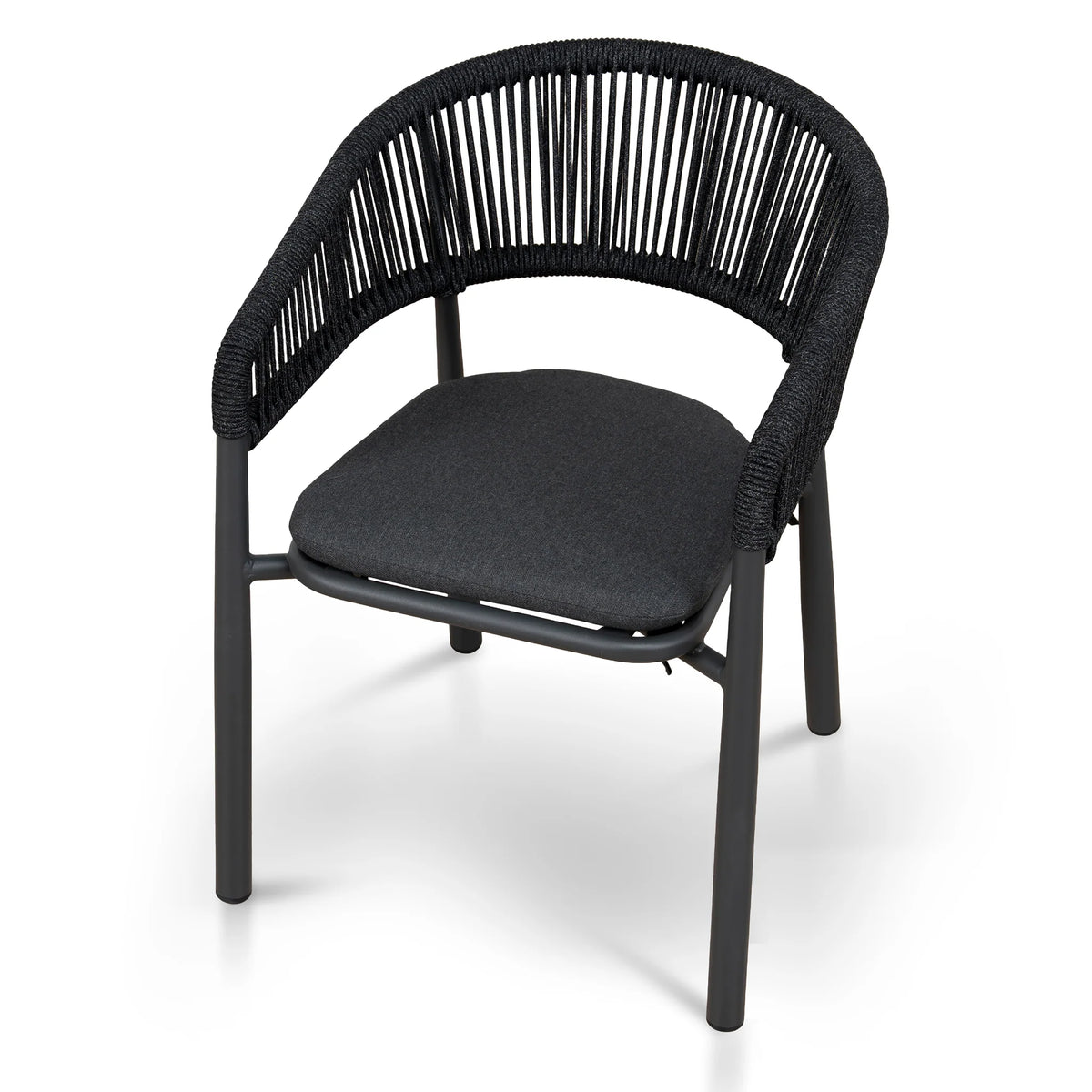 Trevean | Coastal Black Green White Rope Outdoor Dining Chairs With Arms | Set Of 2 | Charcoal
