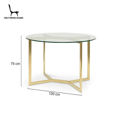 Modern Metal 1.2m Round Glass Dining Table