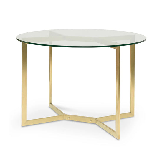 Trevean | Modern Metal 1.2m Round Glass Dining Table