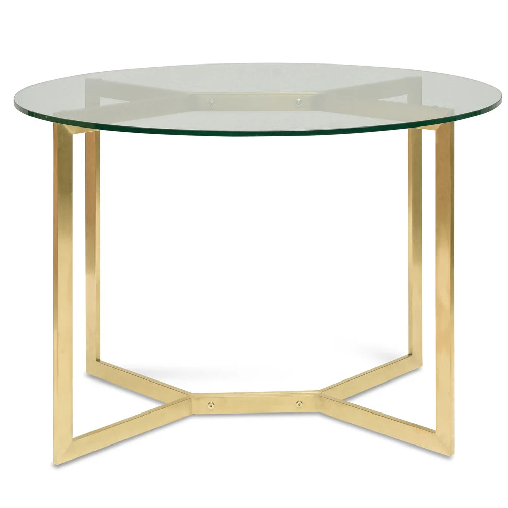 Trevean | Modern Metal 1.2m Round Glass Dining Table