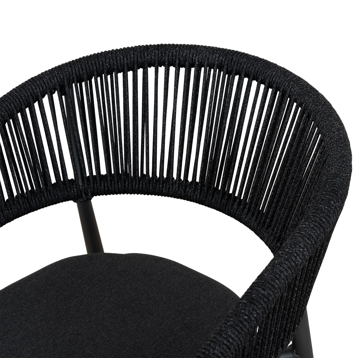 Trevean | Coastal Black Green White Rope Outdoor Dining Chairs With Arms | Set Of 2 | Charcoal