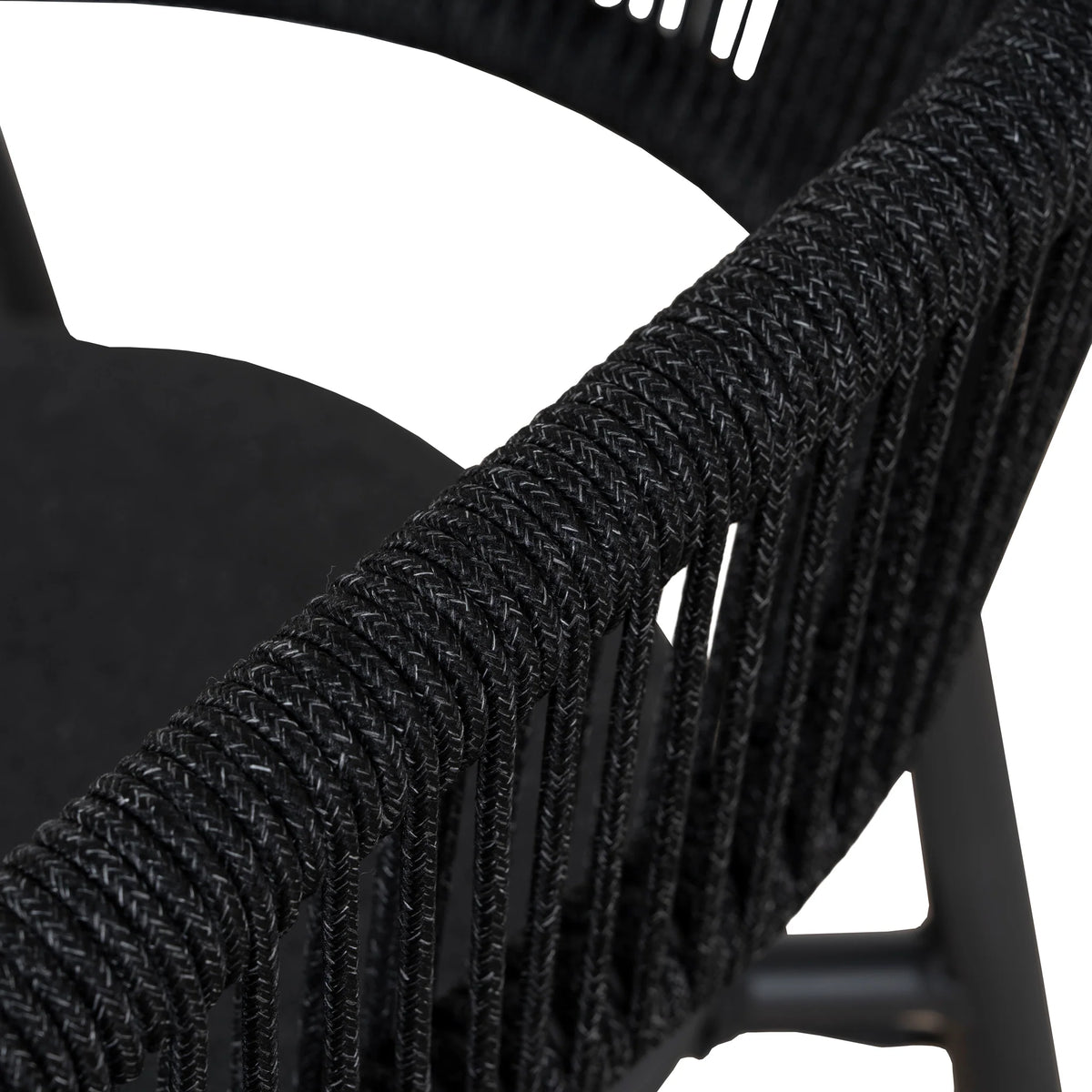 Trevean | Coastal Black Green White Rope Outdoor Dining Chairs With Arms | Set Of 2