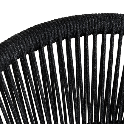 Trevean | Coastal Black Green White Rope Outdoor Dining Chairs With Arms | Set Of 2 | Charcoal