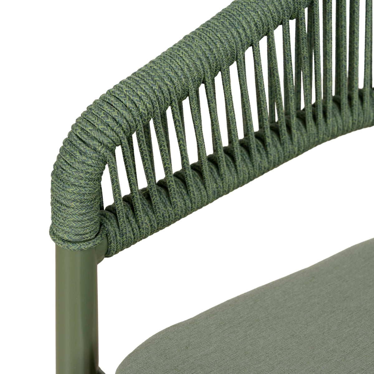 Trevean | Coastal Black Green White Rope Outdoor Dining Chairs With Arms | Set Of 2