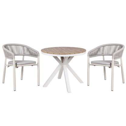 Trevean | Coastal Black Green White Rope Outdoor Dining Chairs With Arms | Set Of 2 | Sand White