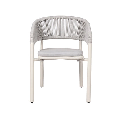 Trevean | Coastal Black Green White Rope Outdoor Dining Chairs With Arms | Set Of 2 | Sand White