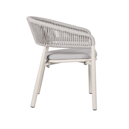 Trevean | Coastal Black Green White Rope Outdoor Dining Chairs With Arms | Set Of 2 | Sand White