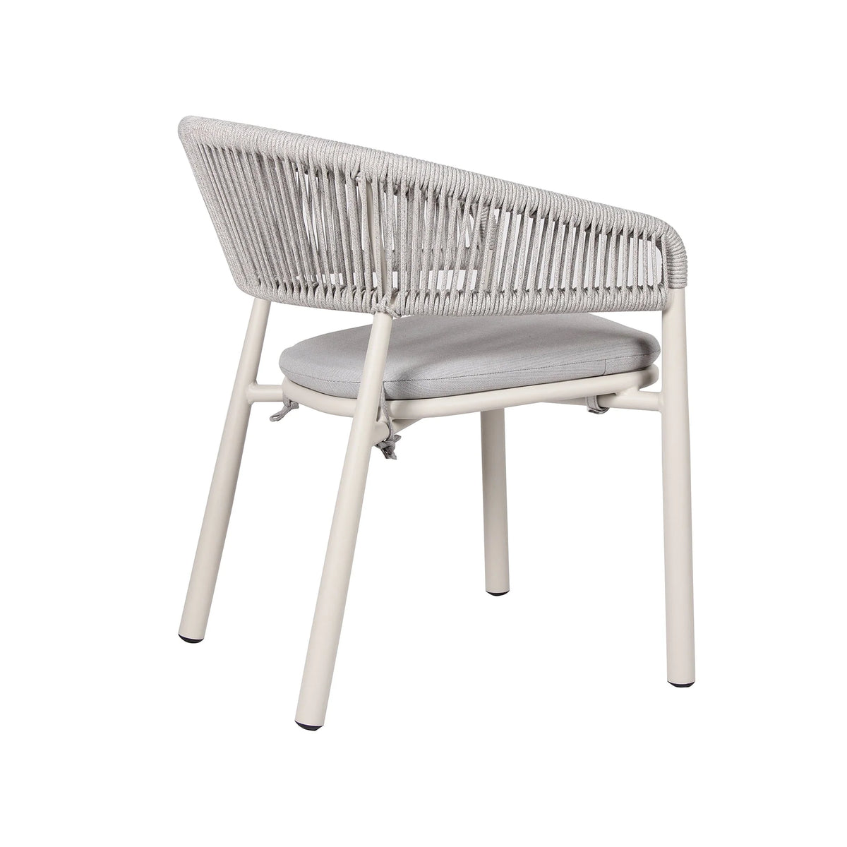 Trevean | Coastal Black Green White Rope Outdoor Dining Chairs With Arms | Set Of 2 | Sand White