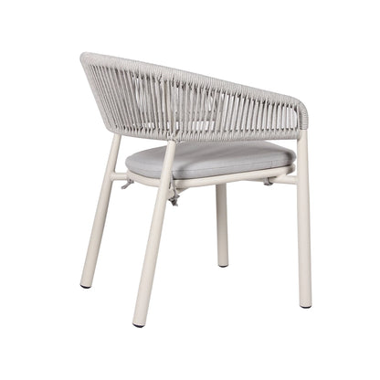 Trevean | Coastal Black Green White Rope Outdoor Dining Chairs With Arms | Set Of 2 | Sand White