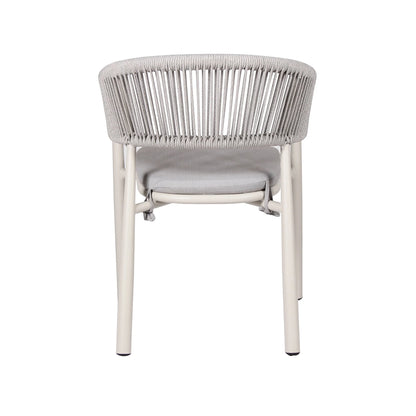 Trevean | Coastal Black Green White Rope Outdoor Dining Chairs With Arms | Set Of 2 | Sand White