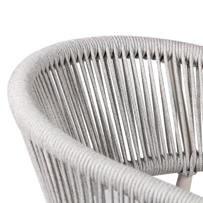 Trevean | Coastal Black Green White Rope Outdoor Dining Chairs With Arms | Set Of 2 | Sand White
