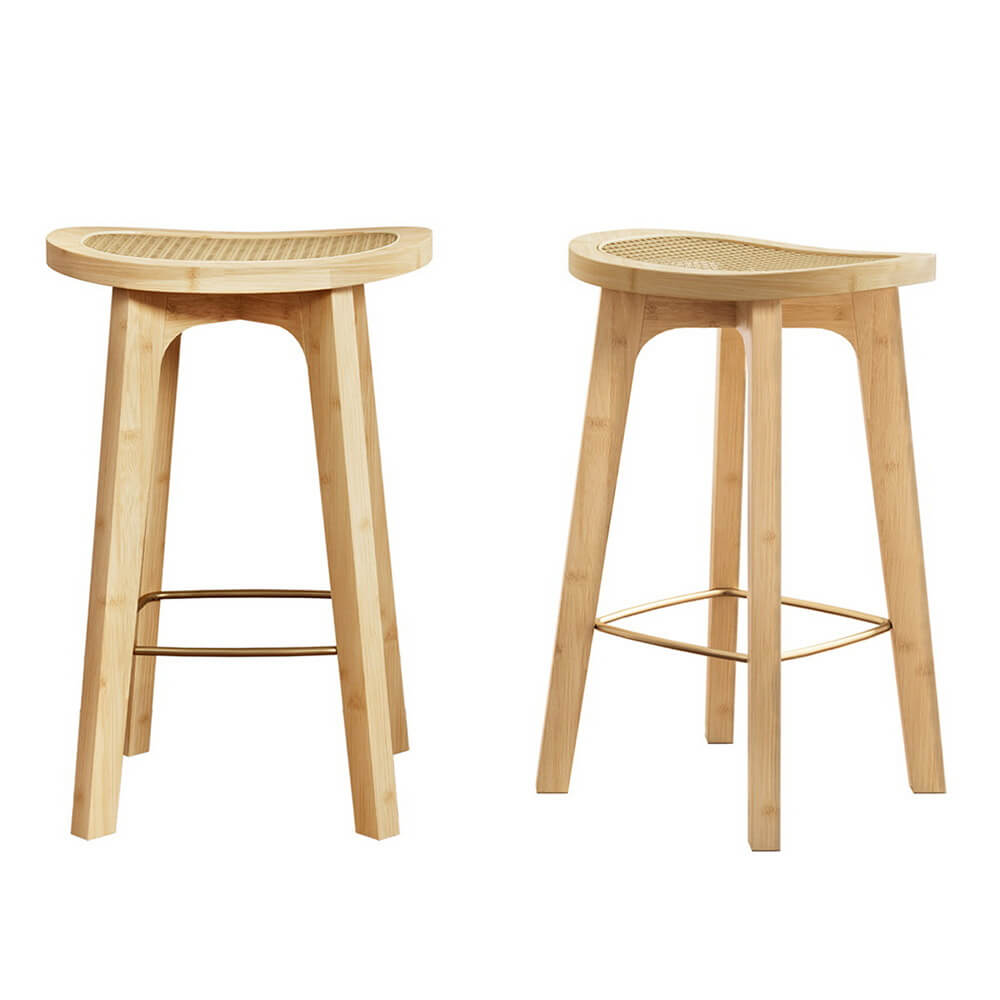 Coastal Natural 67cm Wooden Bar Stools | Set Of 2