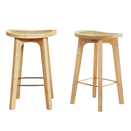 Coastal Natural 67cm Wooden Bar Stools | Set Of 2