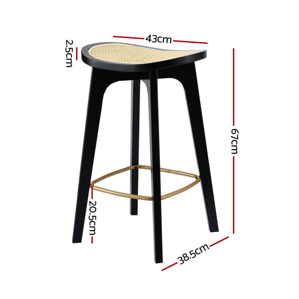 Coastal Black 67cm Wooden Bar Stools | Set Of 2
