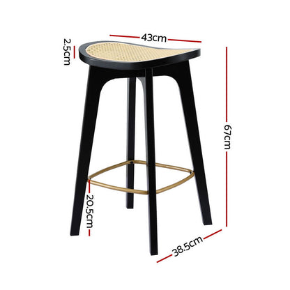 Coastal Black 67cm Wooden Bar Stools | Set Of 2