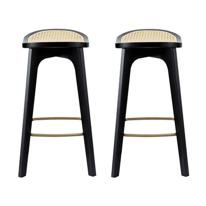 Coastal Black 67cm Wooden Bar Stools | Set Of 2