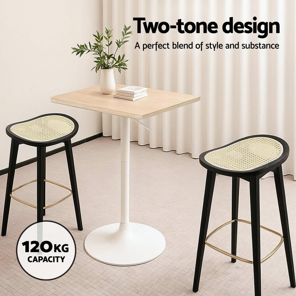 Coastal Black 67cm Wooden Bar Stools | Set Of 2
