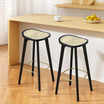 Coastal Black 67cm Wooden Bar Stools | Set Of 2