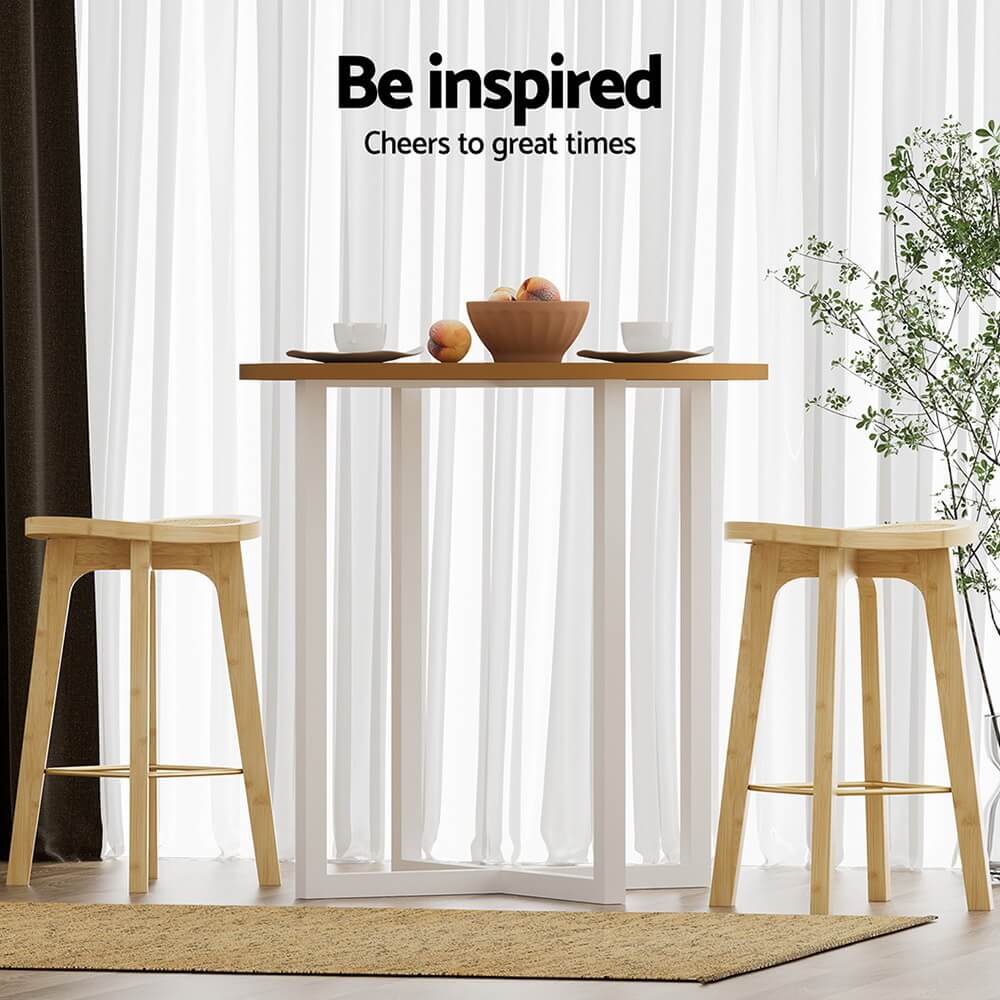 Coastal Natural 67cm Wooden Bar Stools | Set Of 2