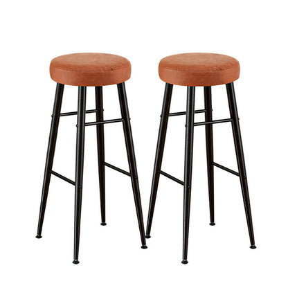 Uppsala | Metal Brown Leather Counter Bar Stools | Set Of 2 | Brown
