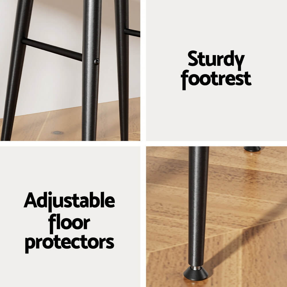 Uppsala | Metal Brown Leather Counter Bar Stools | Set Of 2 | Brown