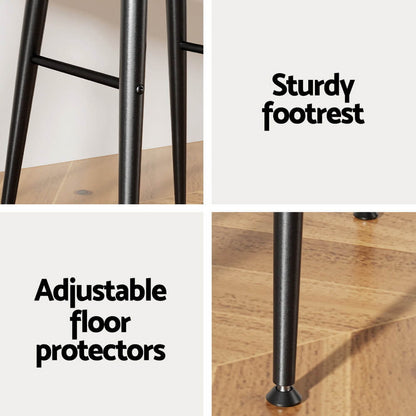 Uppsala | Metal Brown Leather Counter Bar Stools | Set Of 2 | Brown