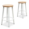 Vantage | Industrial Metal Wooden Bar Stools | Set Of 2
