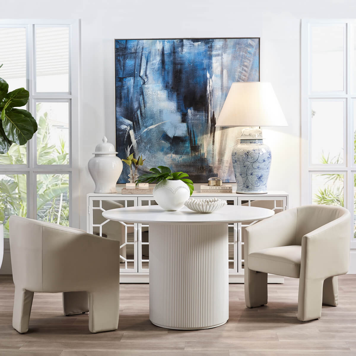 Vogue | Contemporary 1.2m White Wooden Round Dining Table | White