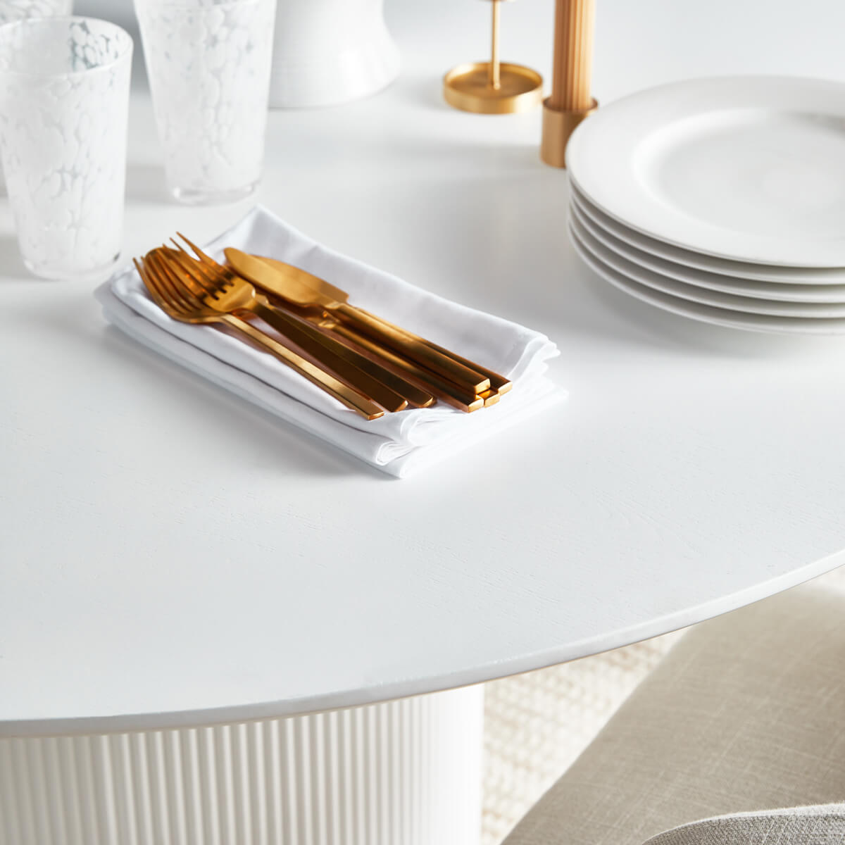 Vogue | Contemporary 1.2m White Wooden Round Dining Table | White