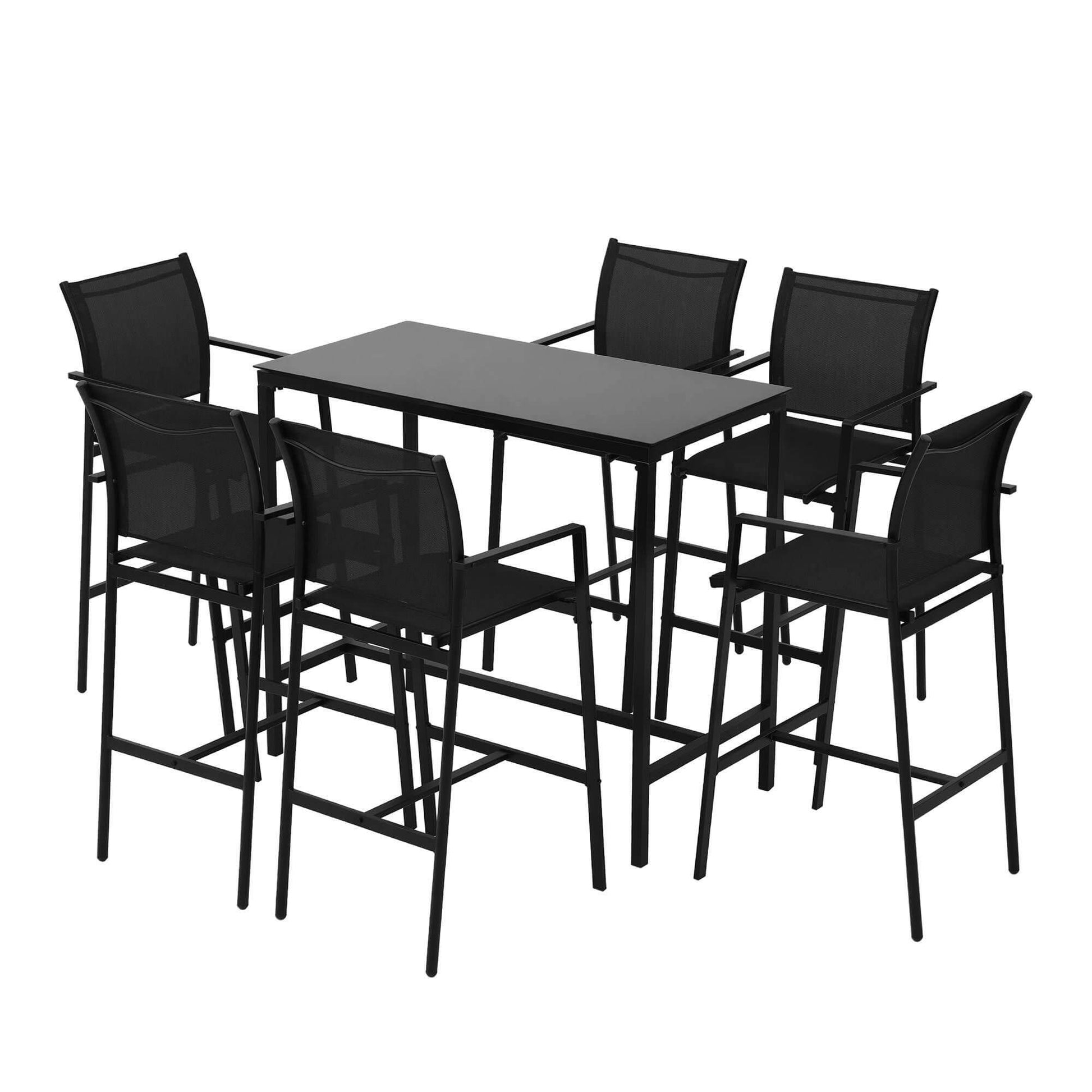 Westbridge | Black White Metal Indoor Outdoor Bar Stool Set | 6 Seater | Black