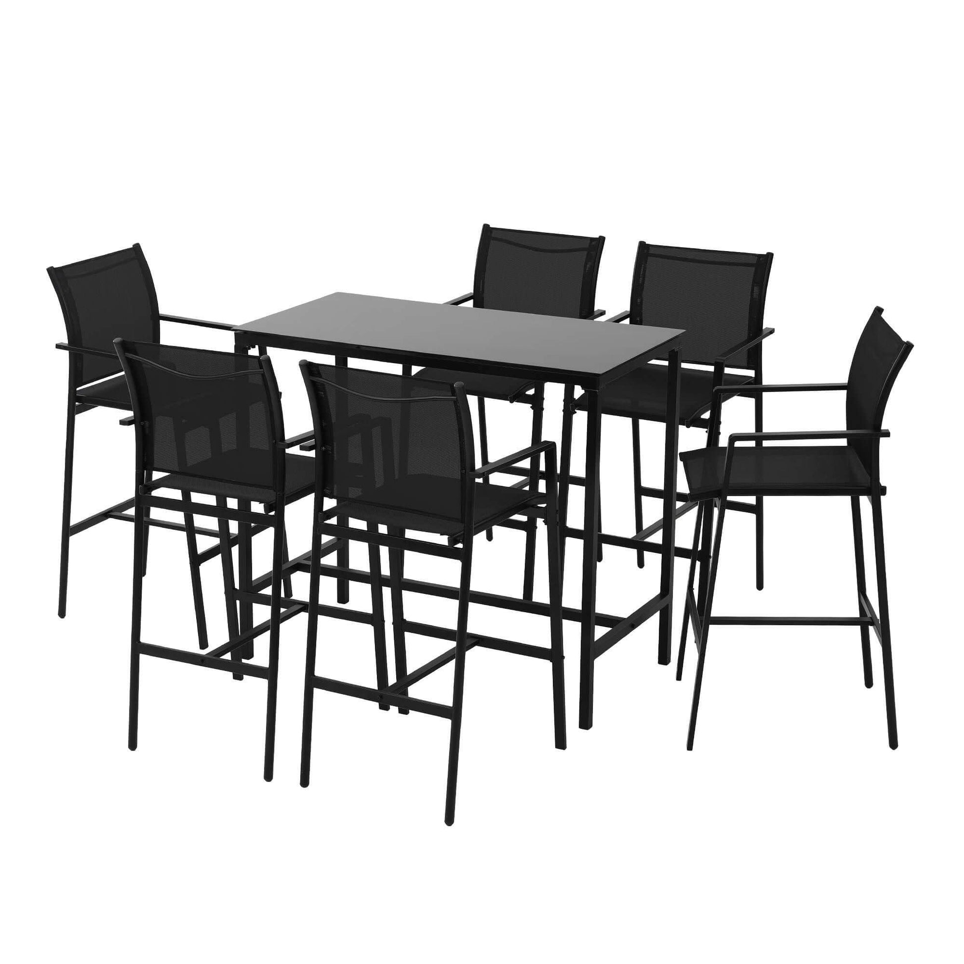 Westbridge | Black White Metal Indoor Outdoor Bar Stool Set | 6 Seater | Black