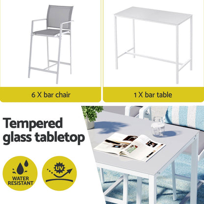 Westbridge | Black White Metal Indoor Outdoor Bar Stool Set | 6 Seater | White