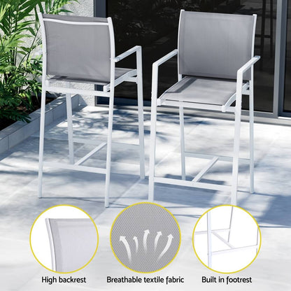 Westbridge | Black White Metal Indoor Outdoor Bar Stool Set | 6 Seater | White