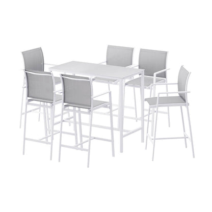 Westbridge | Black White Metal Indoor Outdoor Bar Stool Set | 6 Seater | White