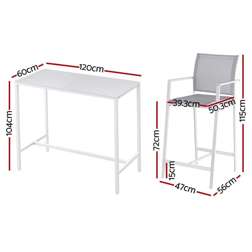 Westbridge | Black White Metal Indoor Outdoor Bar Stool Set | 6 Seater | White