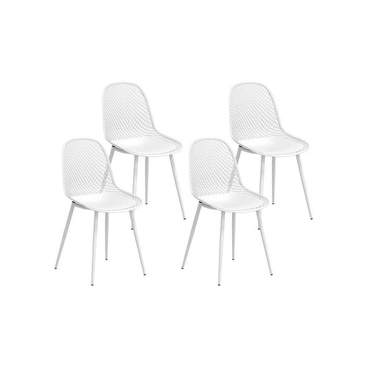 Westlake | Black and White Plastic Metal Outdoor Dining Chairs | Set Of 4 | White