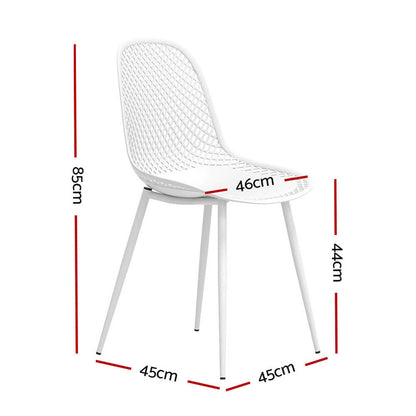 Westlake | Black and White Plastic Metal Outdoor Dining Chairs | Set Of 4 | White