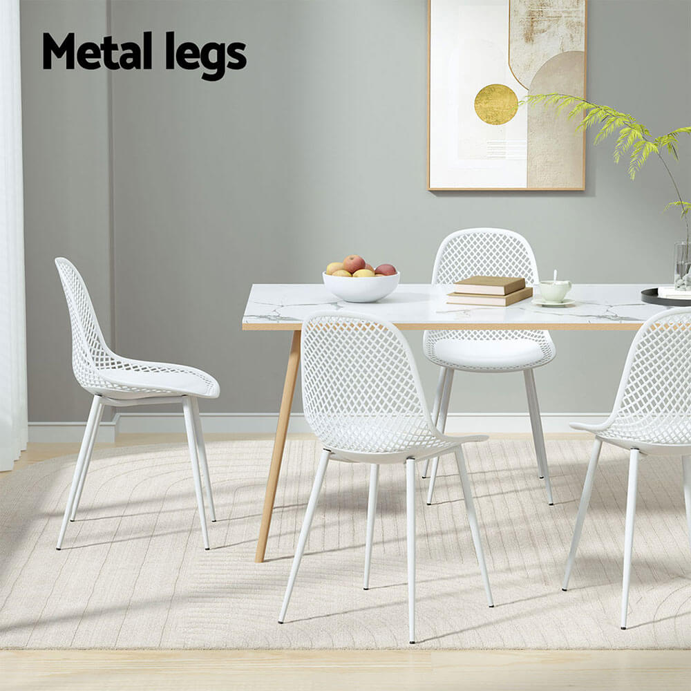 Westlake | Black and White Plastic Metal Outdoor Dining Chairs | Set Of 4 | White