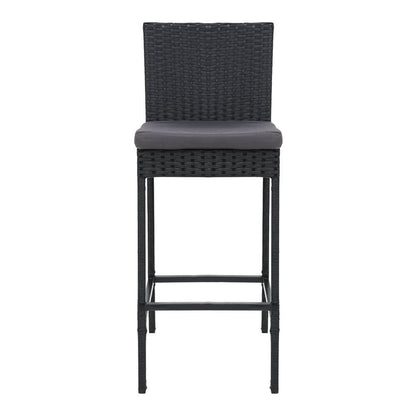 Whitehaven | Black PE Wicker Outdoor Bar Stools | Set Of 2 | Grey