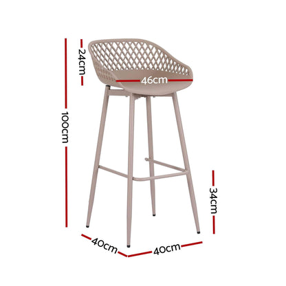 Whitsunday | Plastic Metal Outdoor Bar Stools | Set Of 4 | Beige