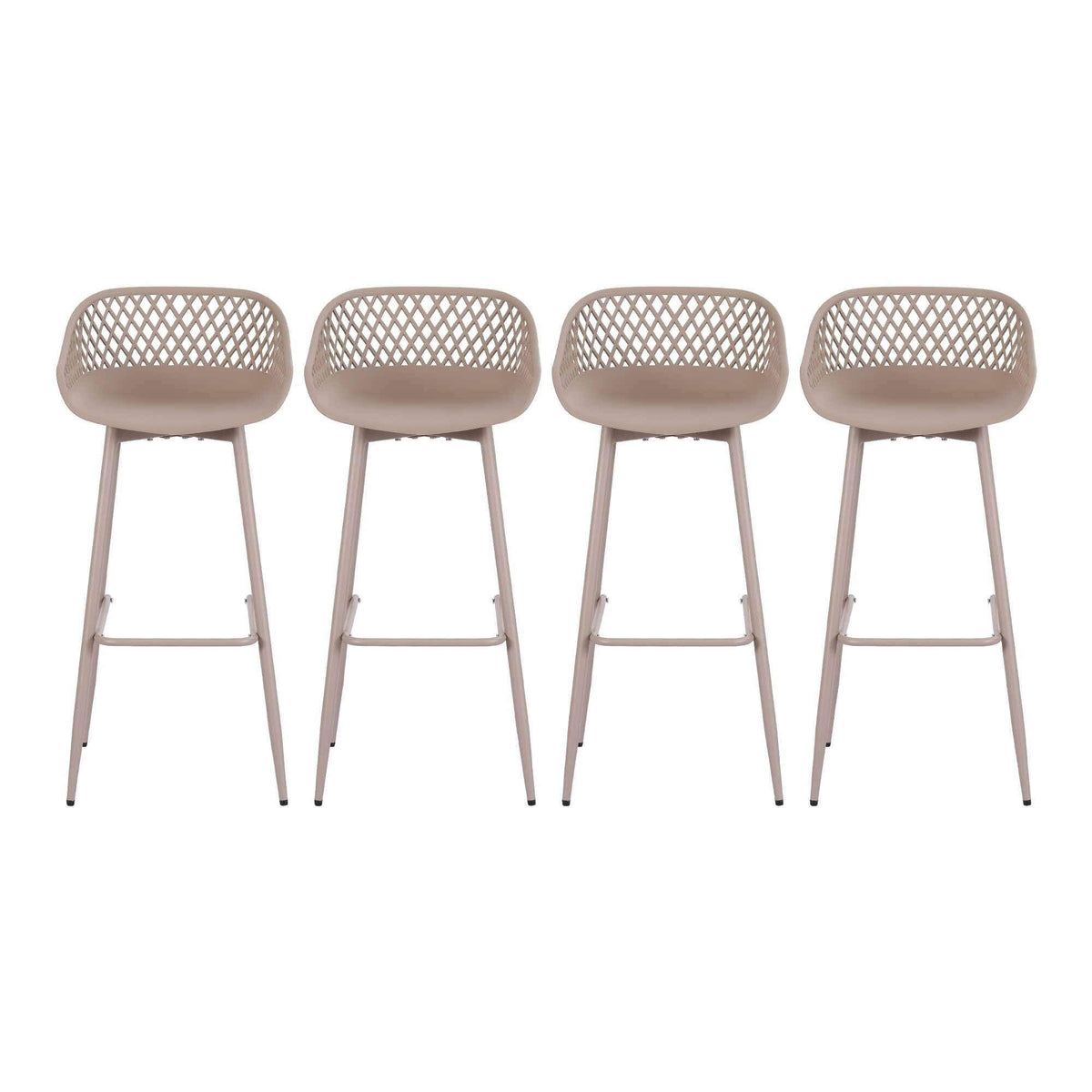 Whitsunday | Plastic Metal Outdoor Bar Stools | Set Of 4 | Beige