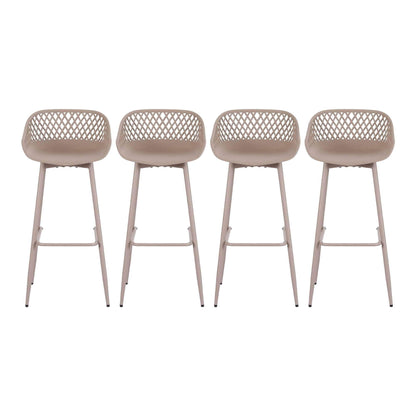 Whitsunday | Plastic Metal Outdoor Bar Stools | Set Of 4 | Beige