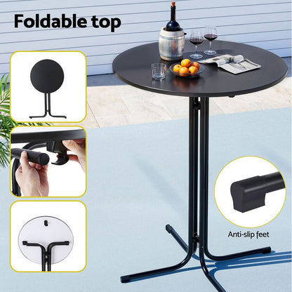 Whitsunday | Plastic Metal Black Outdoor Bar Stool Set 2 Seater | Black