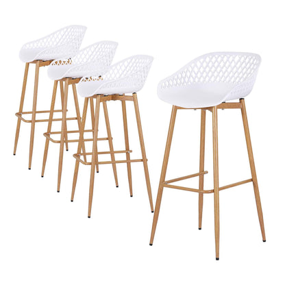 Whitsunday | Plastic Metal Outdoor Bar Stools | Set Of 4 | White